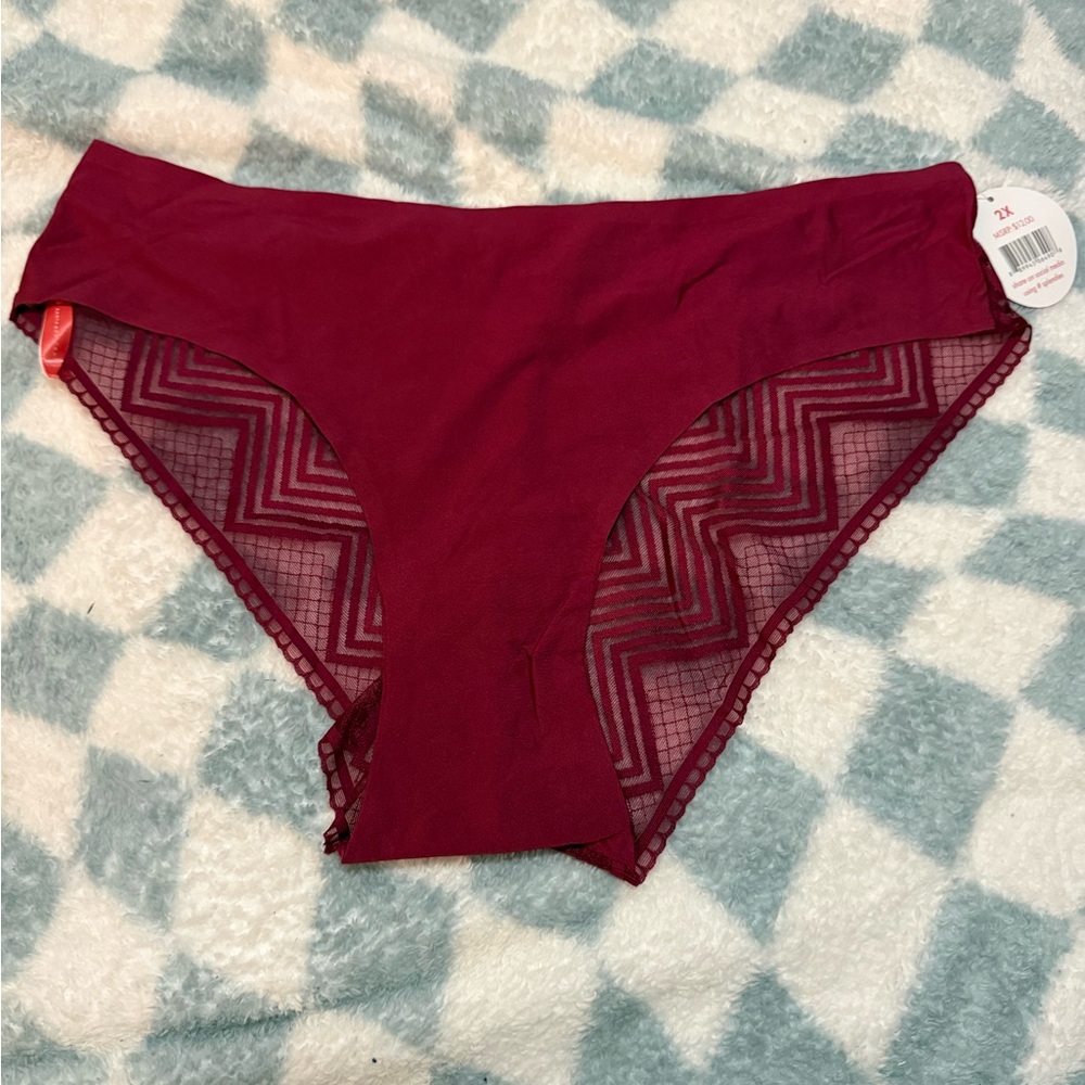 Splendies Burgundy Lace Trim Bikini panties